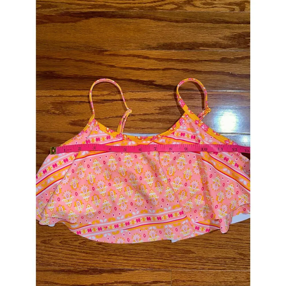 NWT Nicole Miller Girls Pink Orange Paisley 2-Piece Bikini Swim Set Size XL 14